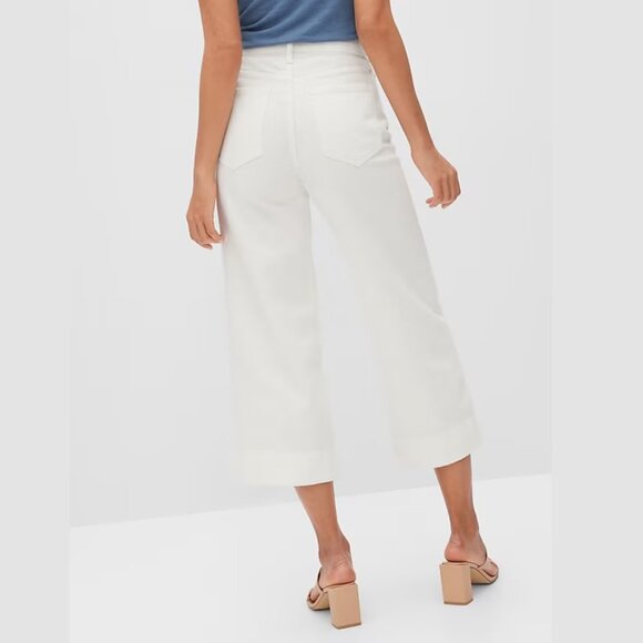 NEW Banana Republic High Rise Waisted Wide Leg Cropped Light Colored Jean Pants - Picture 2 of 5